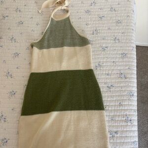 Brand new! Never worn! Stylish Green and Cream Halter Dress